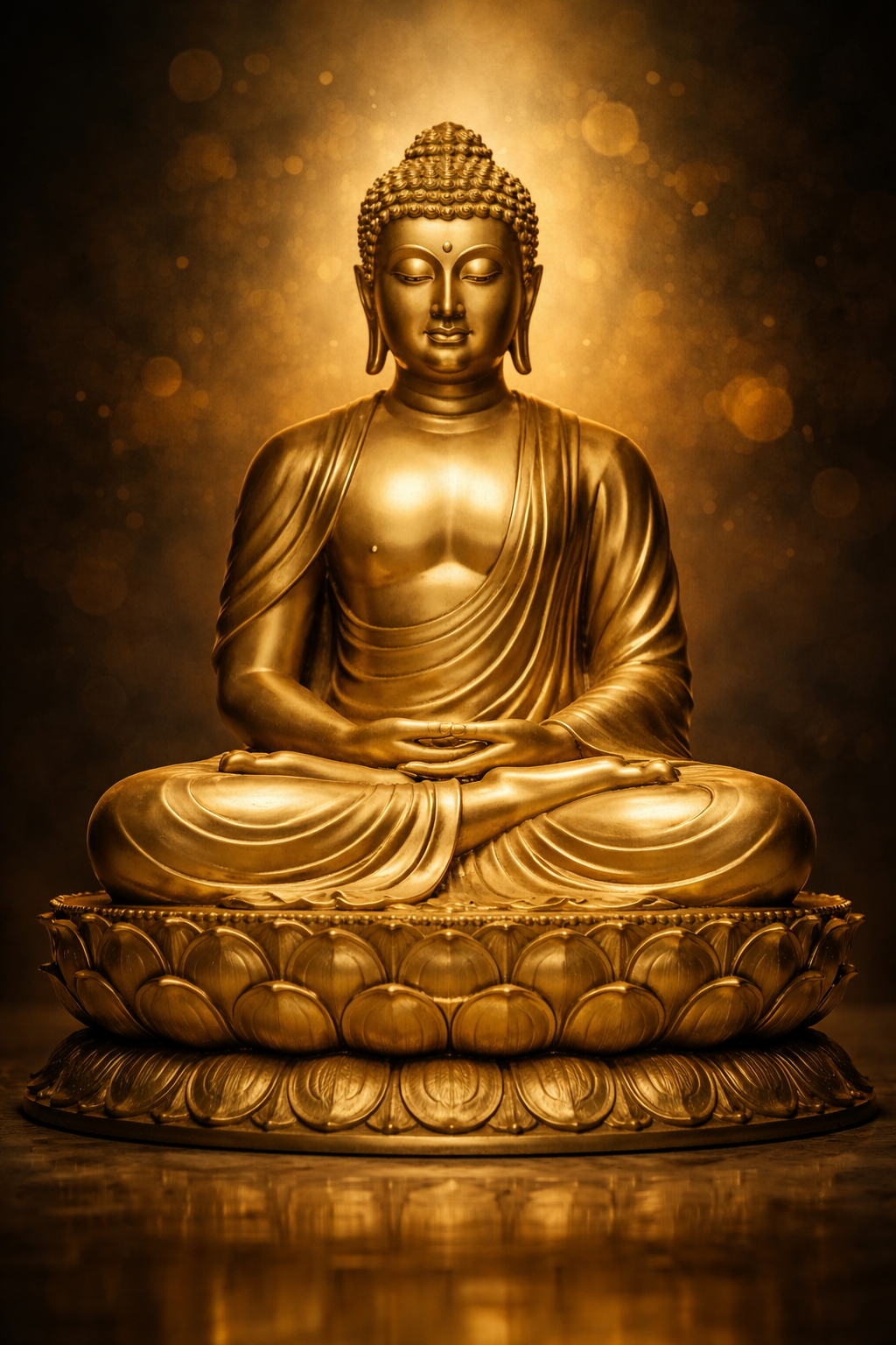 Golden Buddha Statue in Dhyana Meditation Mudra