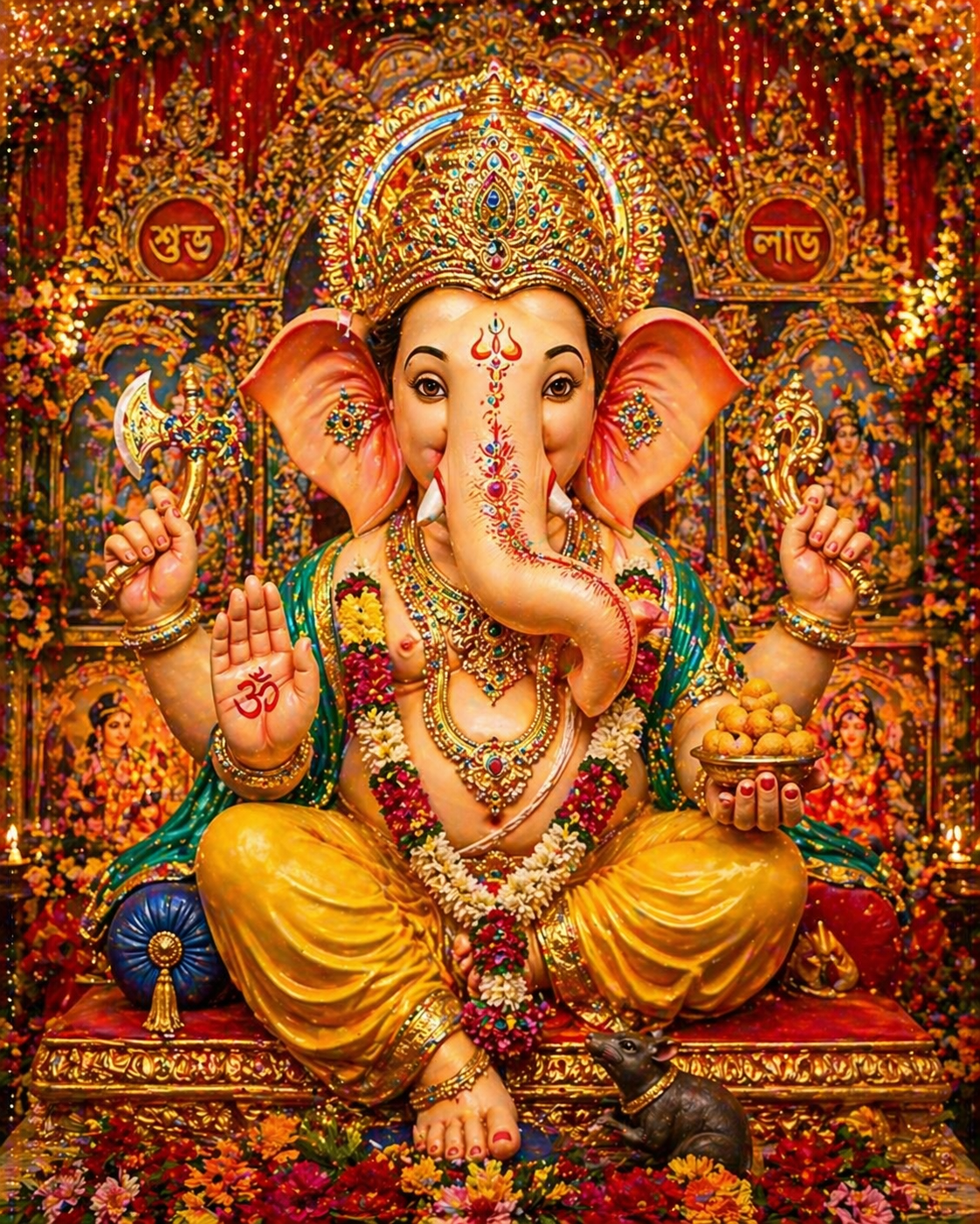 Ganesha -- Bengali Durga Puja Pandal Festival Style HD Wallpaper