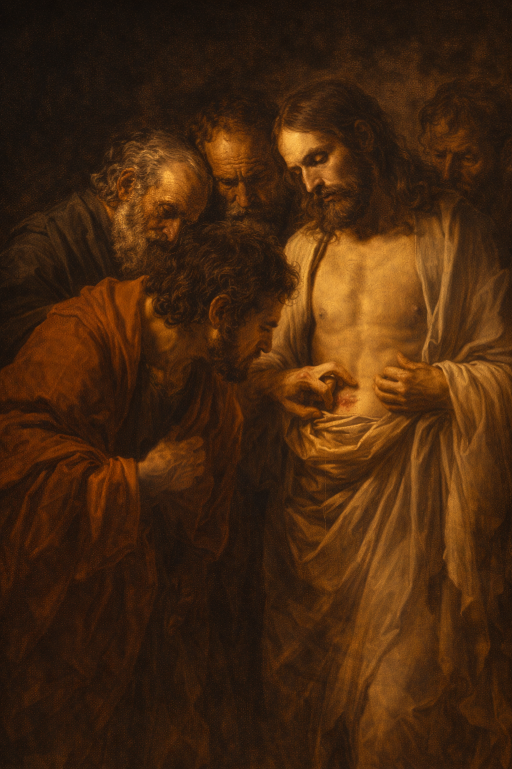 Doubting Thomas -- Caravaggio Style HD Wallpaper