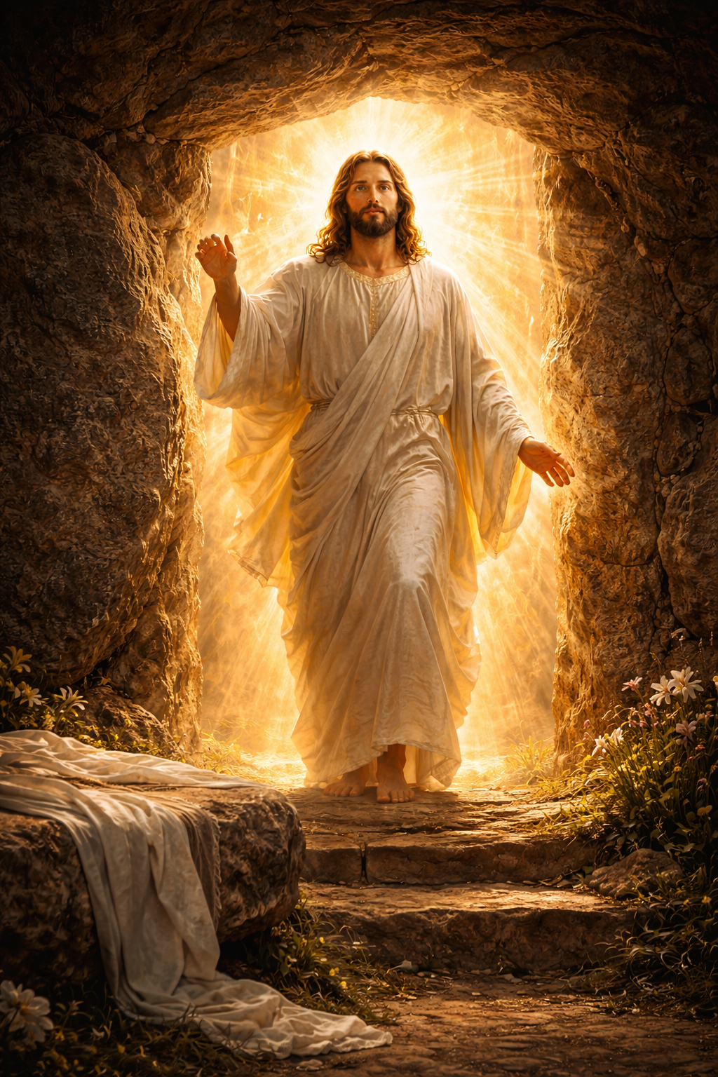 Yesu Wallpaper Download — Risen Christ at Empty Tomb
