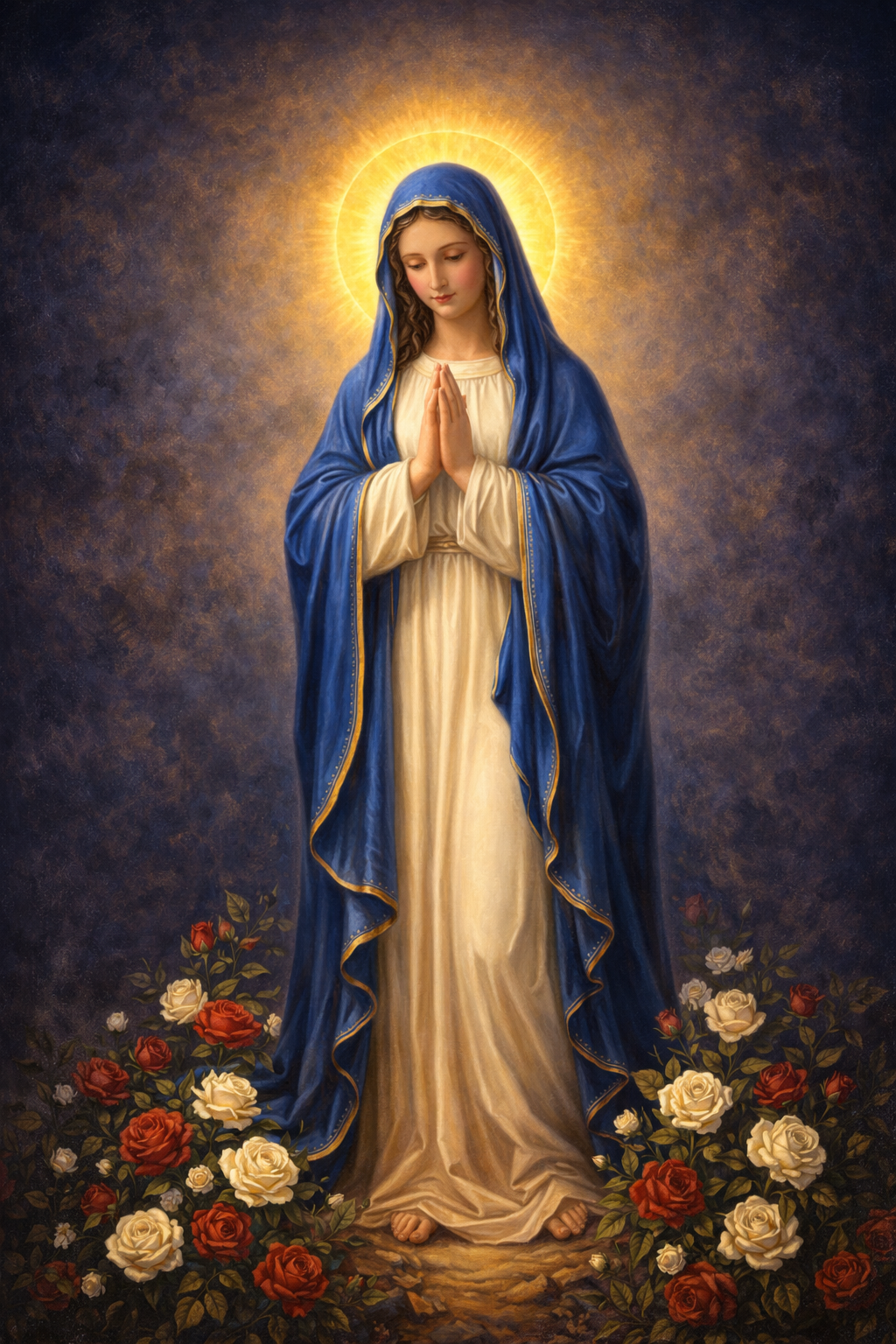 Virgin Mary in Prayer with Roses