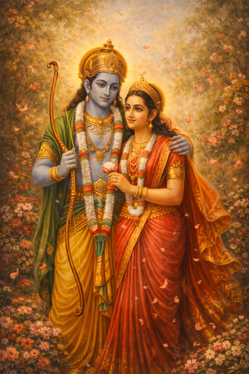 Lord Rama and Sita in Garden